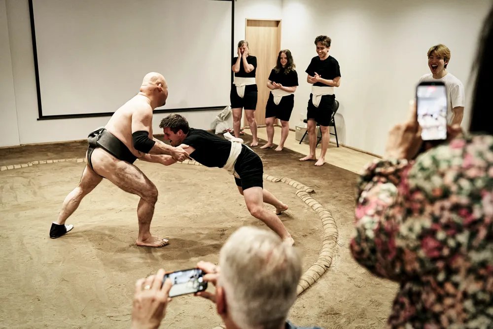 Sumo wrestling performance at Sumo Studio Osaka
