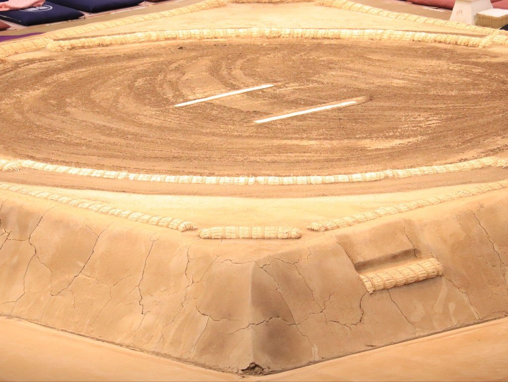Sumo dohyo ring with sacred boundaries