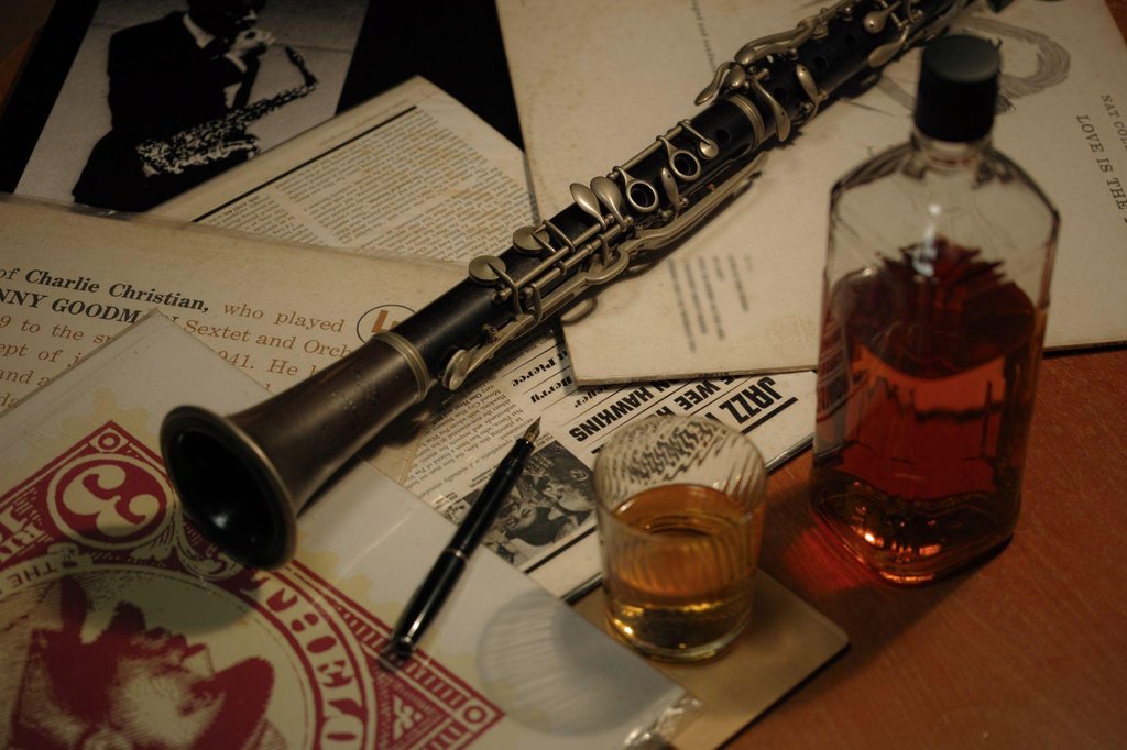 Vinyl record collection at listening bar