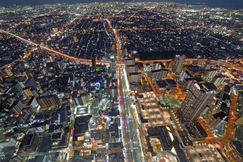 Night view from Abeno Harukas observatory in Osaka