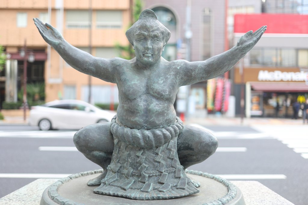 Sumo wrestlers training in a stable