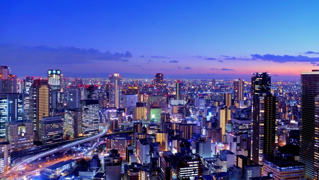 Japanese dinner with night views in Osaka