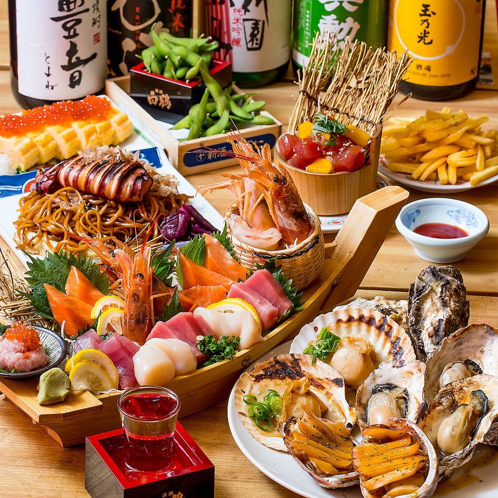 Fresh sashimi platter at izakaya in Osaka