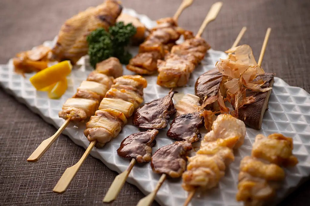 Yakitori skewers at Nonotori Nambado