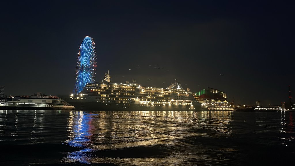 Osaka nighttime activities along the waterfront