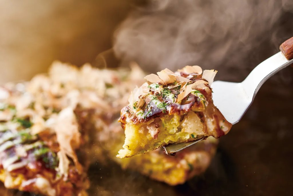 Okonomiyaki savory pancake at Chibo restaurant