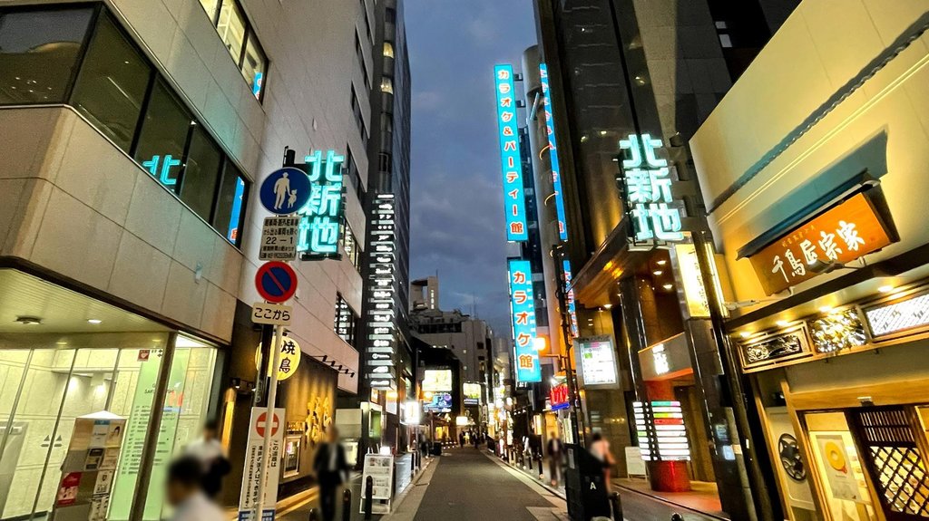 Umeda skyline and skyscrapers at night