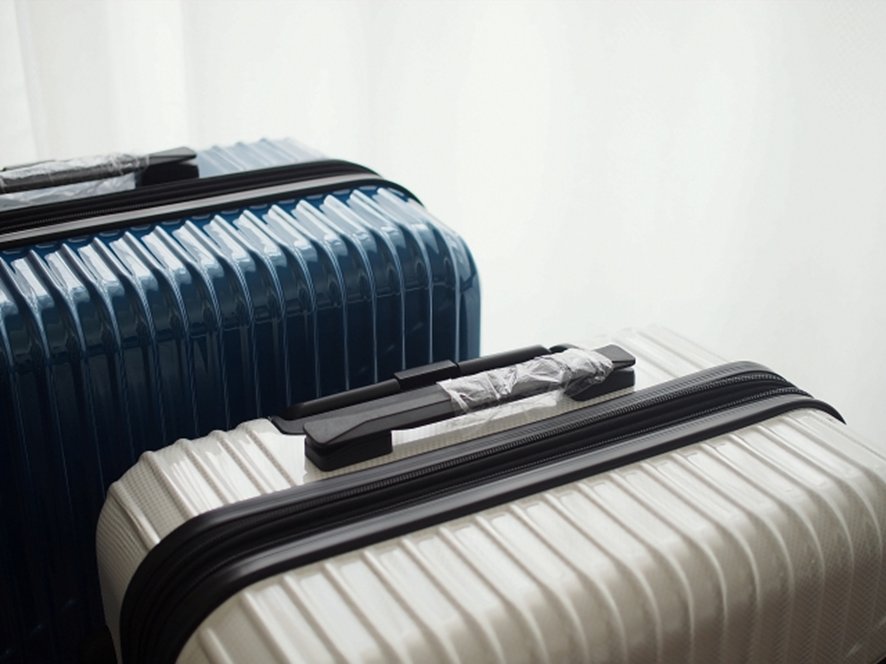 Traveler with large suitcases at Kansai Airport
