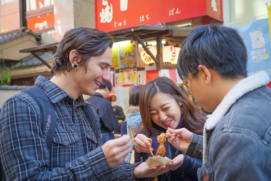 Walking osaka food tour in Dotonbori and Shinsekai