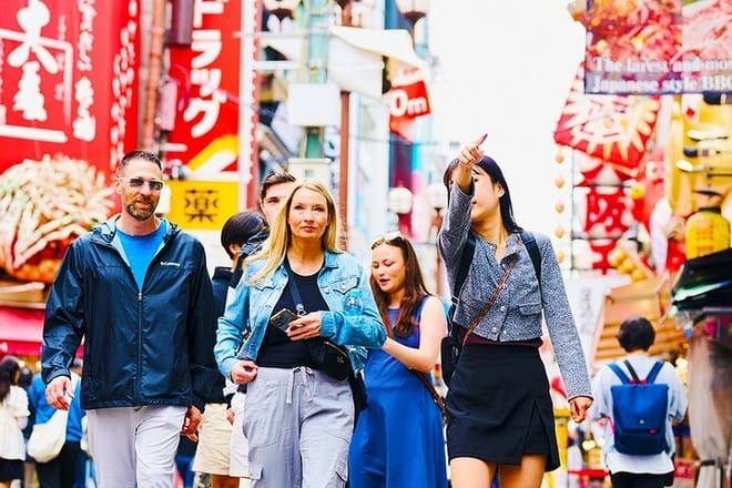 English-guided walking tour of Osaka streets