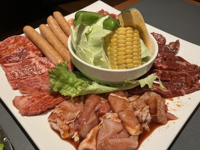 Japanese BBQ yakiniku grilling in Tsuruhashi
