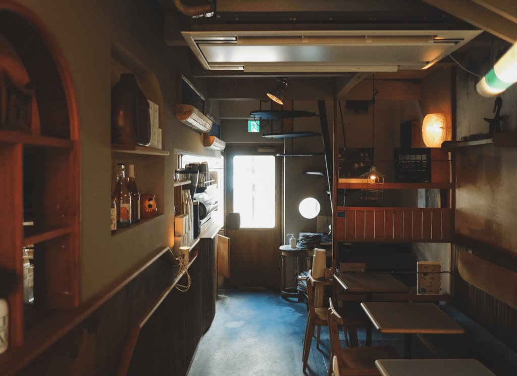 Minimalist interior of neel cafe Nakazakicho
