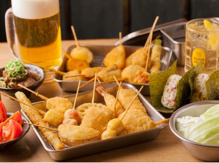 Assorted kushikatsu platter at Kushikatsu Shirotaya