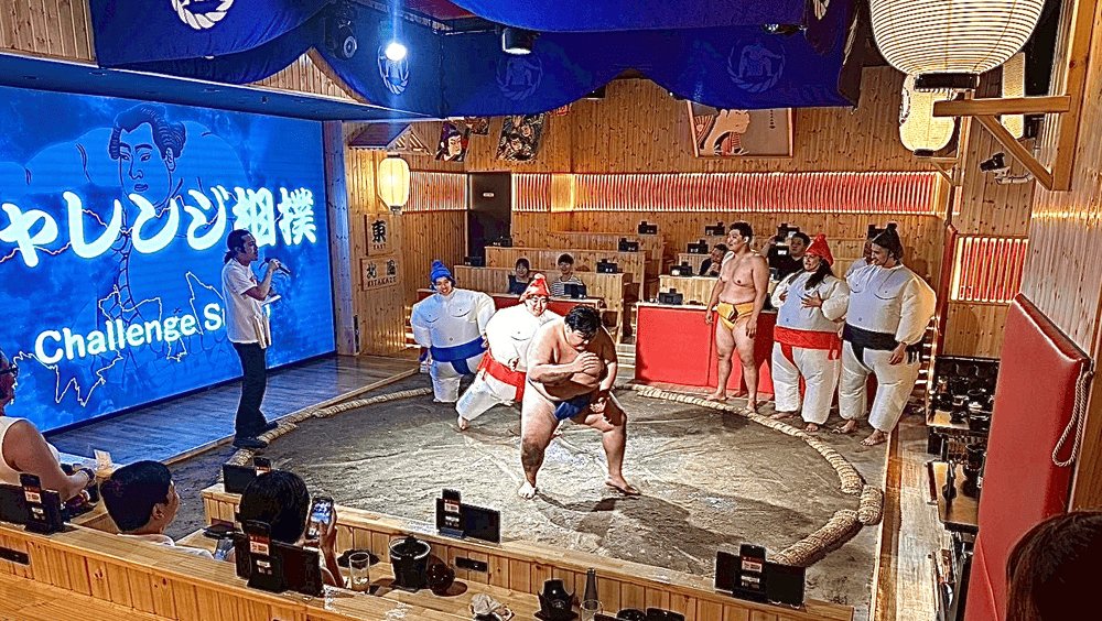 Sapporo Sumo Club interior with dohyo
